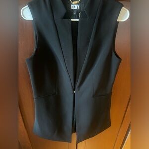 DKNY Sleeveless Lapel Vest, Black